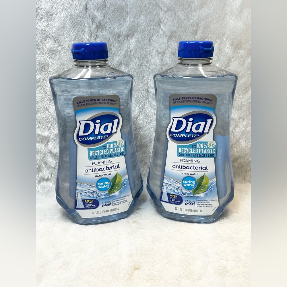 LOT OF 2 Dial Spring Water Antibacterial Foaming Hand Soap Refill 32 Ounce EACH